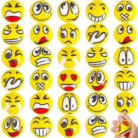 30 Pcs Face Stress Balls,2.5" Funny Face Squeeze Balls,Stress Relief Balls for Gifts,Kids,Party Favors,Present Fillers,Coworkers