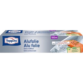Toppits Aluminium foil - 1 x 100 m, extra tear-resistant, ideal for cooking, grilling and keeping fresh, for household and catering