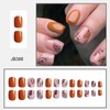24Pcs Thanksgiving Press on Nails Square Fall Maple Leaves False
