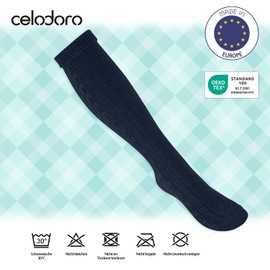 Celodoro Women's and Men's Costume Knee Socks (2 Pairs) Oktoberfest Stockings with Envelope, navy, 43 - 46