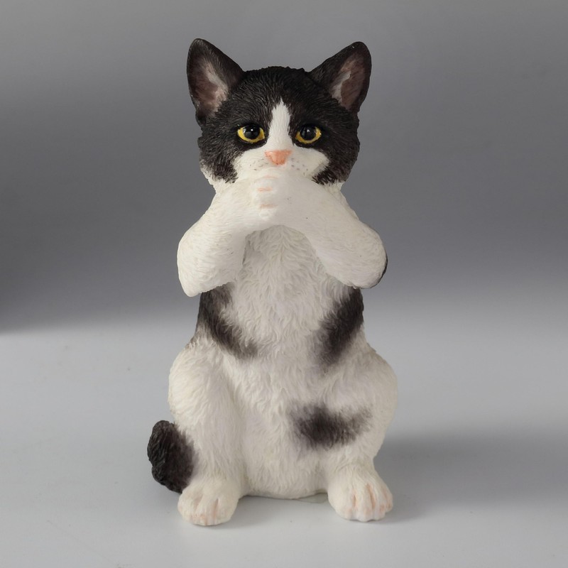 Veronese Design 3 3/4 Inch Black and White Kittens Hear