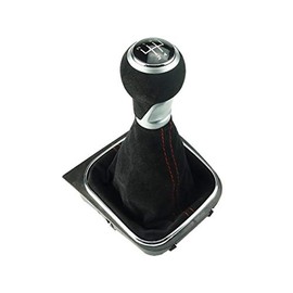 Do!LED Gear Stick Knob Gear Stick Gaiter Frame 5 Gears Alcantara Leather Red Stitching