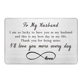 Groom Gifts from Bride On Wedding Day, Engraved Wallet Cards for Groom, To My Husband Wedding Gifts from Wife, Groom to Be Gifts for Him