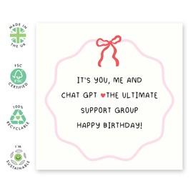 AI-Themed Birthday Card – “You, Me & Chat GPT” – Gifts for AI Lovers, Tech Enthusiasts, Friends, Colleagues, Coworker, Virtual Assistants, Online Workers - Geeky Friendship Card – Comes with Stickers