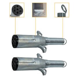 TORQUE 2 PCS of 7-Way Round Wiring Harness Trailer-Side Plug, SAE J560 Style Die-Cast Zinc Housing, 7 Pin Round Connector for RV Semi Truck Trailer (TR15730)