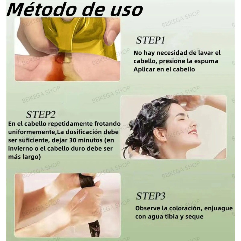 Shampoo Tinte Instantaneo Cubre 500ml Canas Natural Jengibre