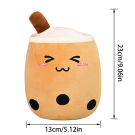unsnurnoch Cute Plush Stuffed Bubble Tea Plushie Cartoon Milk Tea Cup Pillow Big, Soft Kawaii for Kids Girls,9.06in