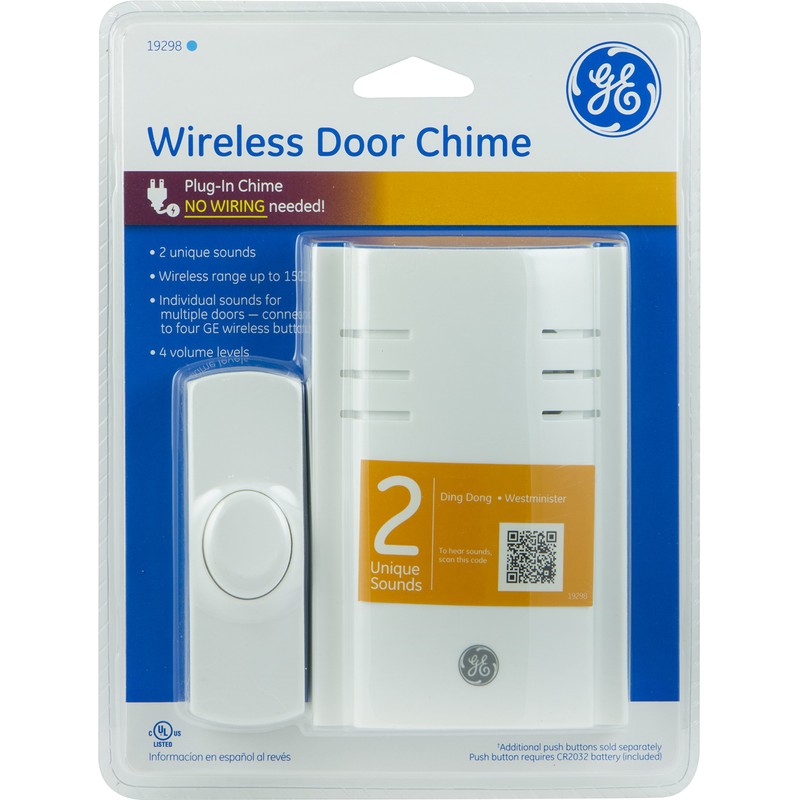 GE Wireless Plug-In Door Chime with One Push Button (2