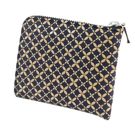 Indenya 1008-14-179 F Coin Purse, Deer Leather, Navy Blue Base x White Lacquer, Cloisonne Connected Pattern, Navy, White