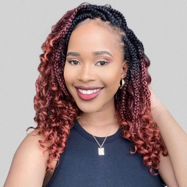 Fulcrum Goddess Box Braids Crochet Hair 14 Inch, 9 Packs Box Braids Crochet Hair for Women, Crochet Braids with Curly Ends (14Inch, 1B/530/350#)