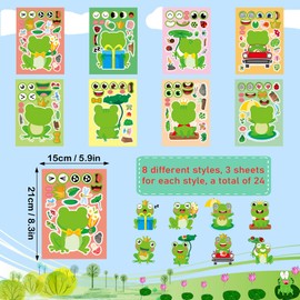 Dorgua 24 Sheets Frog Make a Face Stickers, Cute Animal Party Games Decal Mix and Match Sticker, Make Your Own Frog Stickers DIY Crafts for Birthday Activities Party Supplies Classroom Rewards Gifts