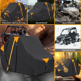 AUTOLION UTV Cover Outdoor Waterproof All-Weather Protection for Polaris RZR Yamaha Can-Am Defender Kawasaki Ranger Cover with Unique Zipper & Windproof Buckle(Orange,2-3 Seater)