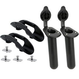 Plastic Kayak Fishing Rod Holder Deck Mount Fishing Boat Rod Holder with Cap Cover for All Kinds of Kayaks and Canoes Deck Flush Mount Universal Kayak Paddle Holder Clips 4 PCS Loopunk