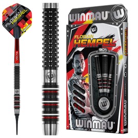 WINMAU Florian Hempel 19 g barrel / 21 g full professional steel tip tungsten darts set with flights and shafts (stems)