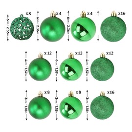 NJN 100pcs Christmas Ball Ornaments, Shatterproof Christmas Ornaments Set with Hand-held Gift Package for Xmas Tree(Green)