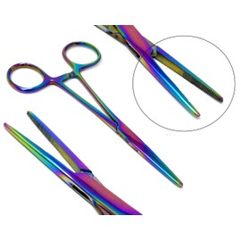 Premium AUTOCLAVABLE Kelly HEMOSTAT Forceps 5.5" Straight Rainbow Titanium Color