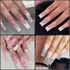 Cycullinyt 240Pcs Square Soft Gel Nail Tips, Long Square Nails,