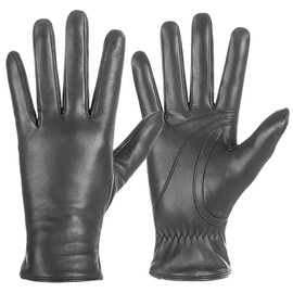 Winter Sheepskin Leather Gloves for Women, Warm Touchscreen Texting Gloves with Thermal Cashmere Lining, Cold Weather Gloves for Driving Motorcycle Outdoor Sports(Gray-XXL)