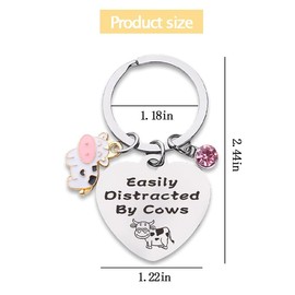 Cow Keychain Gifts for Cousin Daughter Friend Birthday Gifts for Wife Girlfriend Cow Lover Gifts Keychain Cow Print Stuff for Girls Women Cow Key Chain Accessories for Women Pink Purse Bag Charms