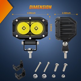 Nilight LED Pod Light 24W 4 Inch 2PCS Yellow Flood Beam Driving Lights Pods IP67 Waterproof Auxiliary Offroad Lighting for Truck Tractor SUV ATV UTV Golf Cart Boat Motorcycle Dirt Bike