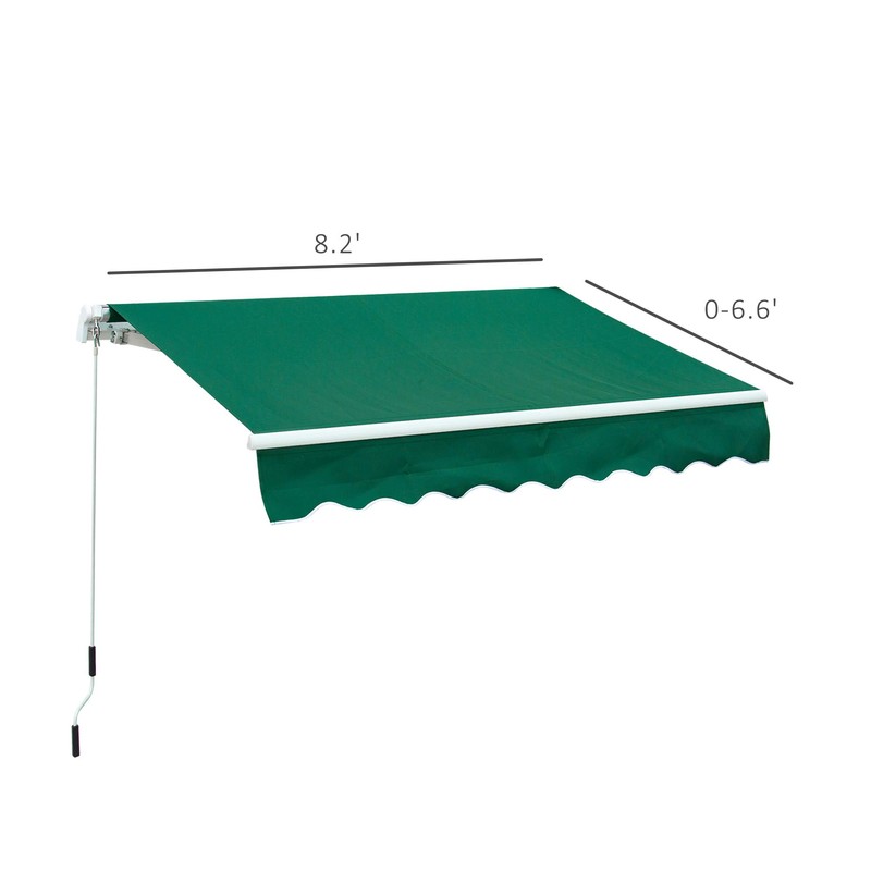 Outsunny 8' x 7' Patio Retractable Awning/Manual Exterior Sun Shade