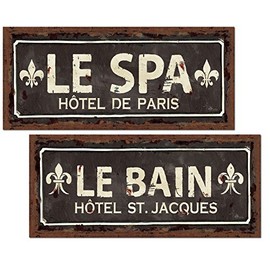 Lovely Vintage Fleur De LIs Paris Le Spa and Le Bain Prints by Pel Studiot; Two 18x8in Poster Prints