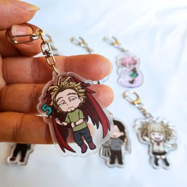JCvCX MHA Himiko Toga Ashido Mina Cosplay Keychains Tokoyami Fumikage Acrylic Keychain Hawks Costume Car Keyring Aizawa Shouta Key