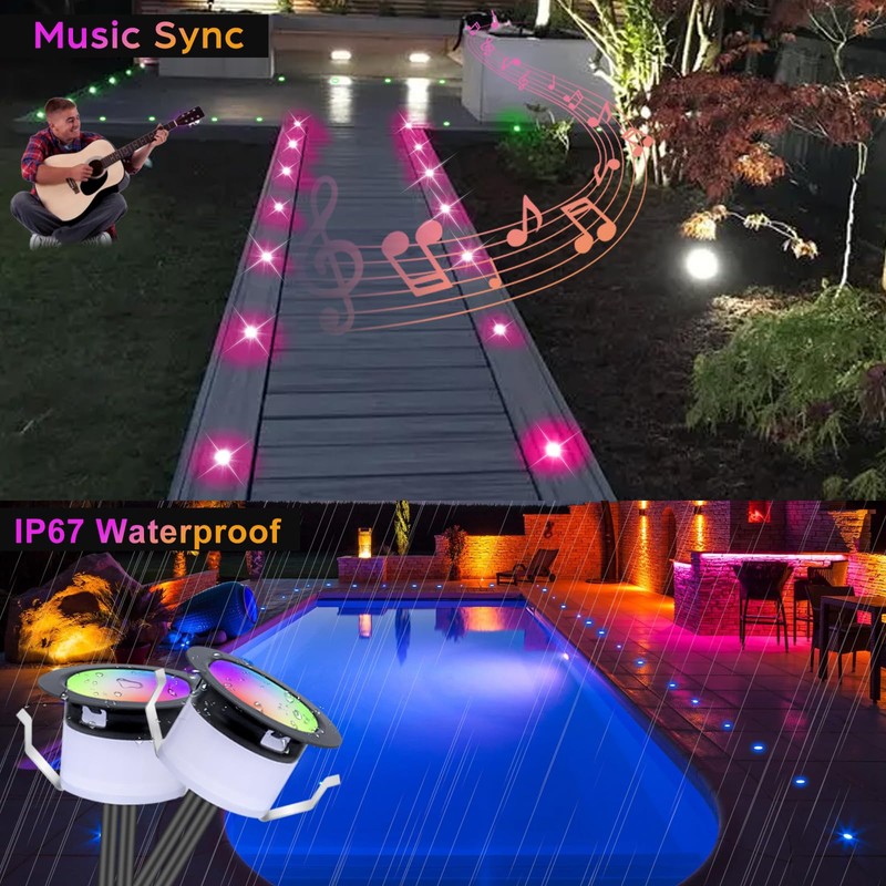 Deck Light RGBW 6 Pack, Φ1.77 Inches RGB/Warm White Light
