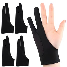 4pcs Drawing Glove for Tablet, Two-Finger Glove Drawing Tablet with 3 Layers Anti Touch Technology, Touchscreen Drawing Glove Unisex, Glove for Graphic Tablet and Digital Drawing