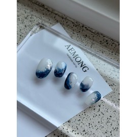 Aemong: Starlight Waves Handmade Nail Tips - Mini Short Square / Aemong : 별빛파도 수제네일팁 - 미니숏스퀘어