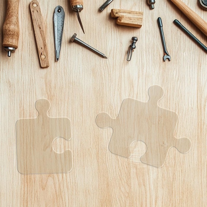 INFUNLY 2pcs Jigsaw Acrylic Router Templates Puzzle Shape Clear Angled