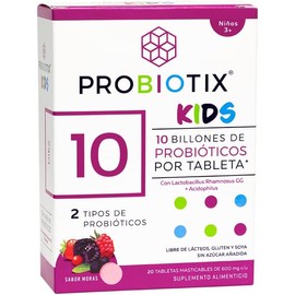 PROBIOTIX KIDS, 10 Billones de Probióticos, Tabletas Masticables Sabor Moras, Equilibra el Sistema Digestivo