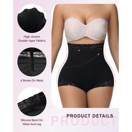 SHAPSHE Tummy Control Underwear Seamless Butt Lifting Shapewear Fajas Colombianas Moldeadoras High Waisted Underwear Tummy Control Calzon Faja Para Mujer Cintura Alta Black