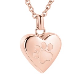 InfuMemo Pet Heart Cremation Jewelry For Ashes For Dog/Cat Paw Stainless Steel Memorial Locket Urn Necklace Paw Print Pet Heart Urn Necklace Memorial Keepsake Jewelry Ashes