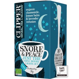 Clipper Snoa & Peace Organic Caffeine Free Herbal Tea 20P Organic Tea Chamomile, Lemon Balm & Lavender Infusion Snore & Peace 20P with Nature Kiosk Open Date Label