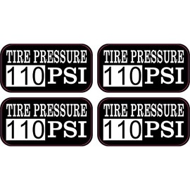 StickerTalk Tire Pressure 110 PSI Vinyl Stickers, 1 Sheet of 4 Stickers, 2 inches by 1 inch Each