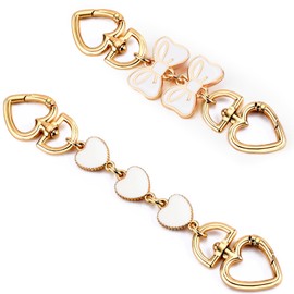 2Pcs Purse Extender Chain Gold Bag Extender Chain Heart White Purse Strap Extender Bow Purse Strap Replacement Crossbody Purse Accessories for Women Bag Charms for Handbags Tote Bags Purse Making