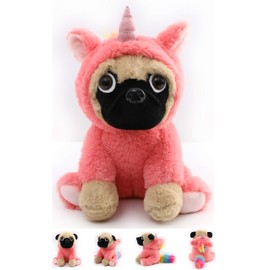 CASAGOOD Pug Unicorn Stuffed Animal Pug Dog Wearing Unicorn Costume Plushies Pug Dressed as Cute Funny Unicorn Plush Toys for Kids Stuffed Puppy Animals Gift for Lover 12 Inch