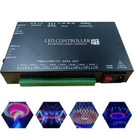 AUTUNEER Programmable Led Controller, 8 Ports 8192 Pixels Madrix Artnet DMX Console Addressable Led Light Controller, Full Color RGB Lighting Controller for Ws2815 Ws2812 Ws2811 Led Light Strip