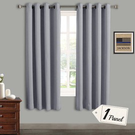Rose Home Fashion Blackout Sliding Door Curtains, Room Darkening Thermal Insulated Curtains for Living Room Bedroom, Sliding Glass Door Drapes, 1 Panel, W52 x L63, Grey