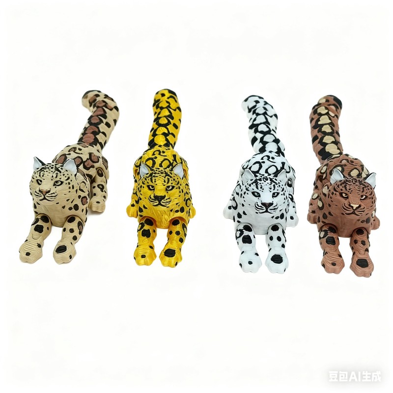 QINGMIAO 8.3 Inch 3D Printed Animals Snow Leopard Realistic, 3D