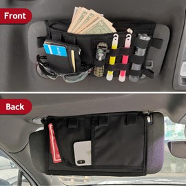 OMU Molle Visor Panel Organizer, Tactical Car Sun Visor Cover Molle Webbing Compatible Elastic Slots Vehicle Visor Storage Holder Pouch for All Vehicle