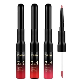 3Pcs Matte Lip Liner and Liquid Lipstick Combo Set for Women,Dark Red Ruby Magenta Double-Ended Lip Liner and Liquid Lipstick Kit,24 Hours Long Lasting Waterproof Smudge Proof Makeup-07#08#09#
