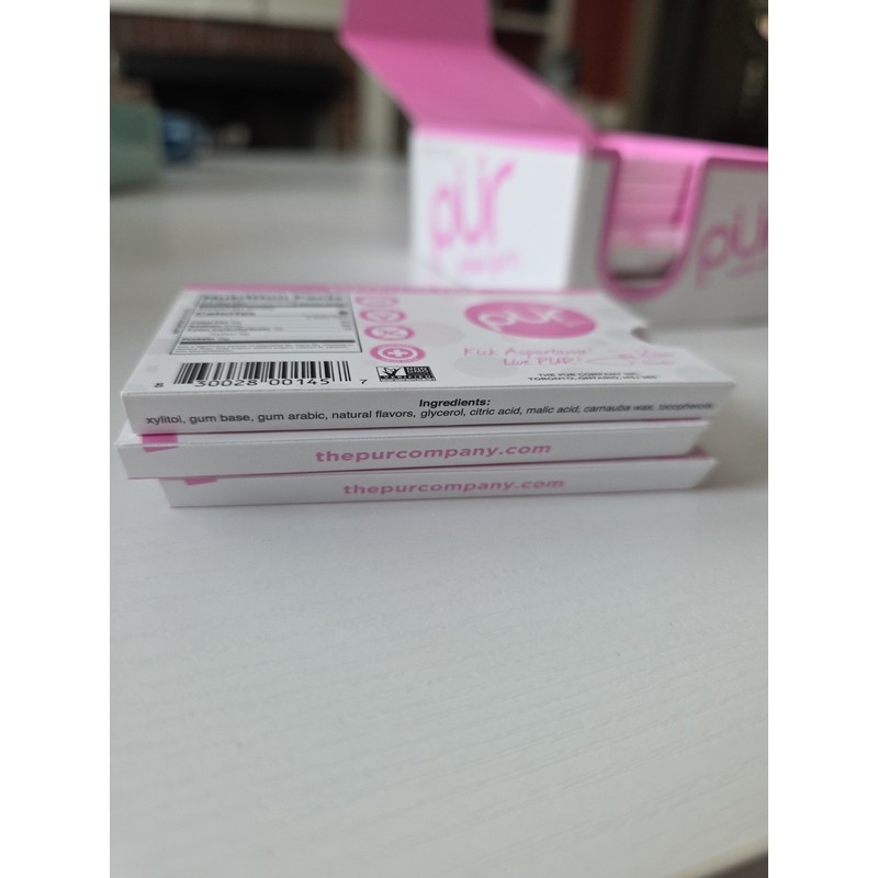 PUR Sugar Free Bubblegum Chewing Gum 12 Count Xylitol Vegan