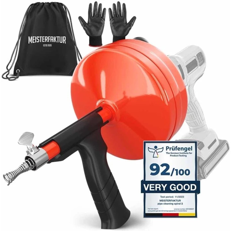 Solid 50 FT Plumbing Snake with Drill Attachment - Eco-Friendly