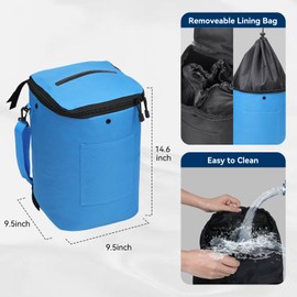 ULITECO Boat Trash Can, Portable Boat Trash Bag, Reusable Boat Garbage Bag, Easy to Install & Clean, 3.96 Gallons Multi-Purpose Boating Equipment Accessories for Fishing Kayak Pontoon Boat (1PCS Blue)