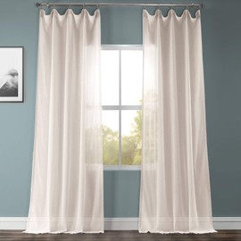 HPD Half Price Drapes SHCH-SS071611-84 Solid Faux Linen Sheer Curtain (1 Panel), 50 X 84, Cotton Seed