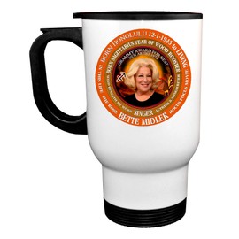 ValxArt Bette Midler 70's Singer, Stainless Steel WH Travel Mug With Lid, Astrology Sagittarius Zodiac Wood Rooster