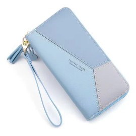 Monedero grande De Mujer Con Elegante Llavero Foofoo Color Azul