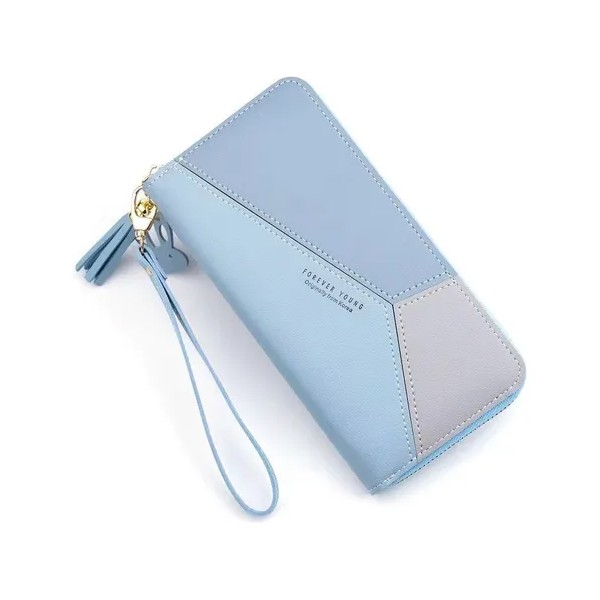 Monedero grande De Mujer Con Elegante Llavero Foofoo Color Azul